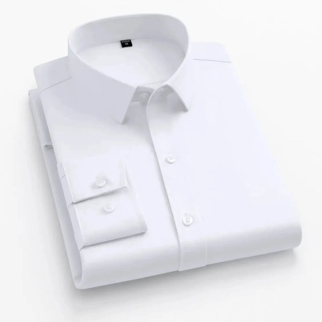 55-105KG Men's long sleeved elastic shirt, non ironing business dress, professional work attire, stand up collar shirt