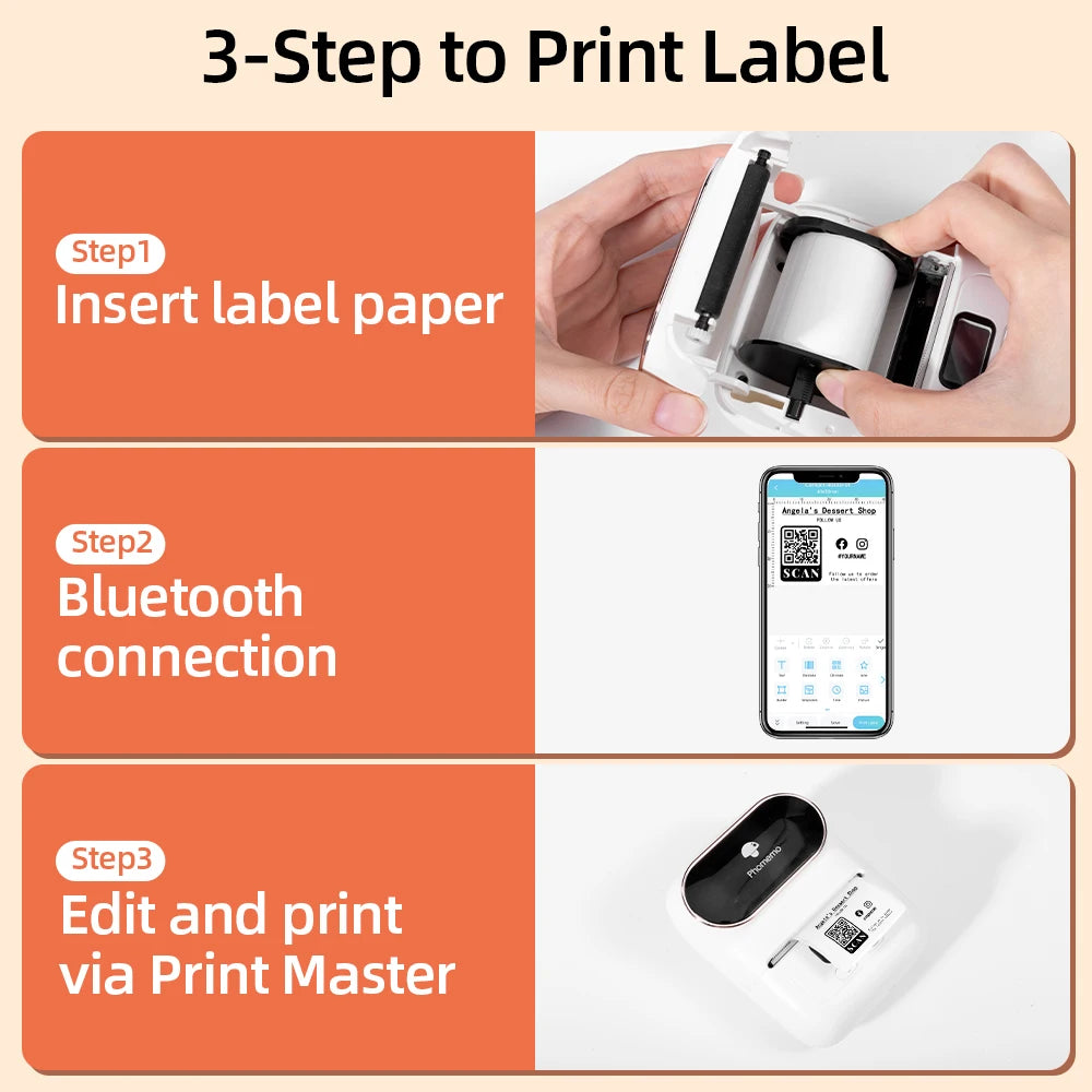 Label Sticker for Phomemo M110 M220 M221 M120 Mini Portable Printer 20-50mm Thermal Label Printer Stickers Pocket Labeling Maker