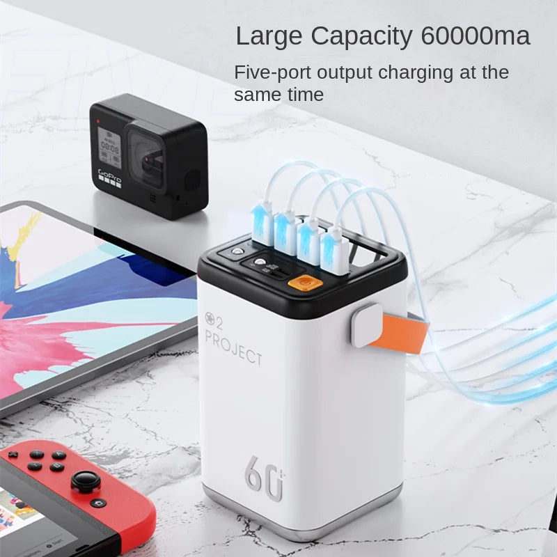 60000mAh 100000mah  power bank, 40W super fast charge, outdoor 220v mobile emergency backup power supply, ultra-large capacity