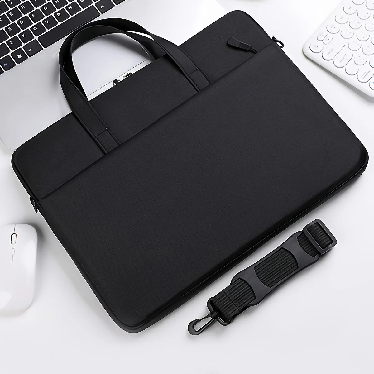 Solid Color Easy Lightweight Portable Laptop Bag, Portable Business Travel Laptop Sleeve, Zippered Crossbody Office Laptop Bag