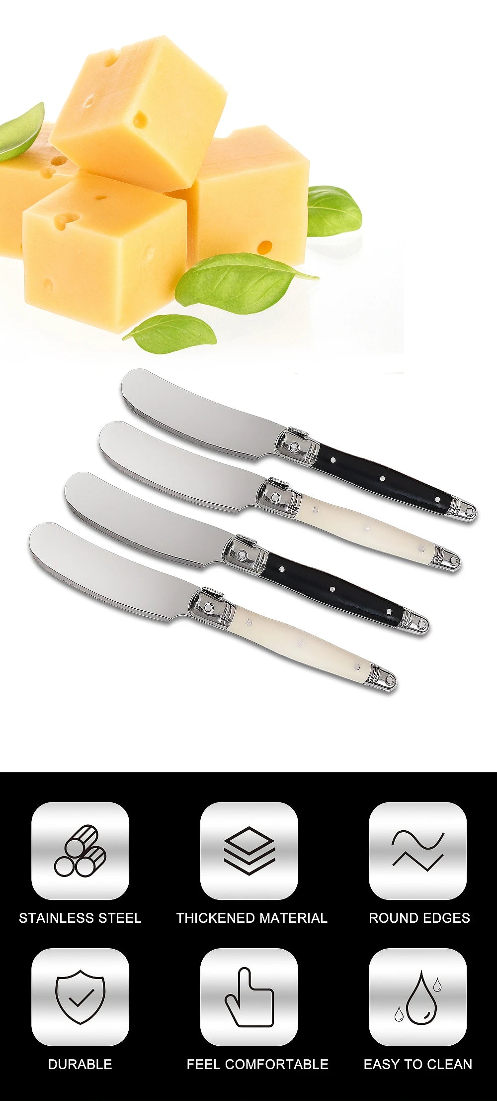 Jaswehome Butter Knife Cheese Dessert Spreaders Toast Breakfast Jam Knife Cream Knives Dessert Tools Kitchen Gadgets