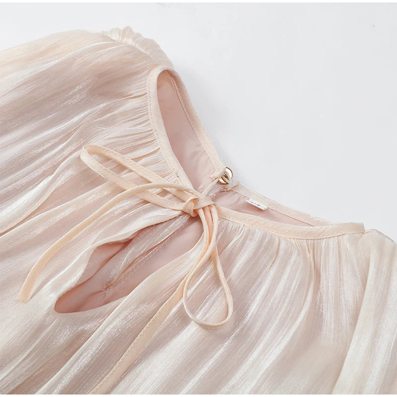 Female Fashion Long Flare Sleeves Lace Up Mini Dress Elegant Chiffon Ruffle High Waist Vestidos New 2025 Autumn Woman Party Wear