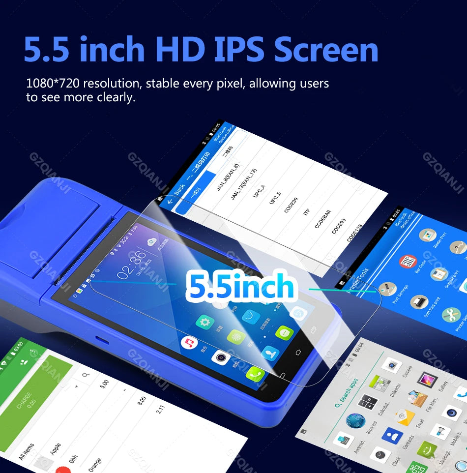 4G Android 13 / 8.1 Pos Terminal Wireless Handheld Printers 1D 2D Scanner Reader NFC Built-in 58mm Receipt Impressora Termica