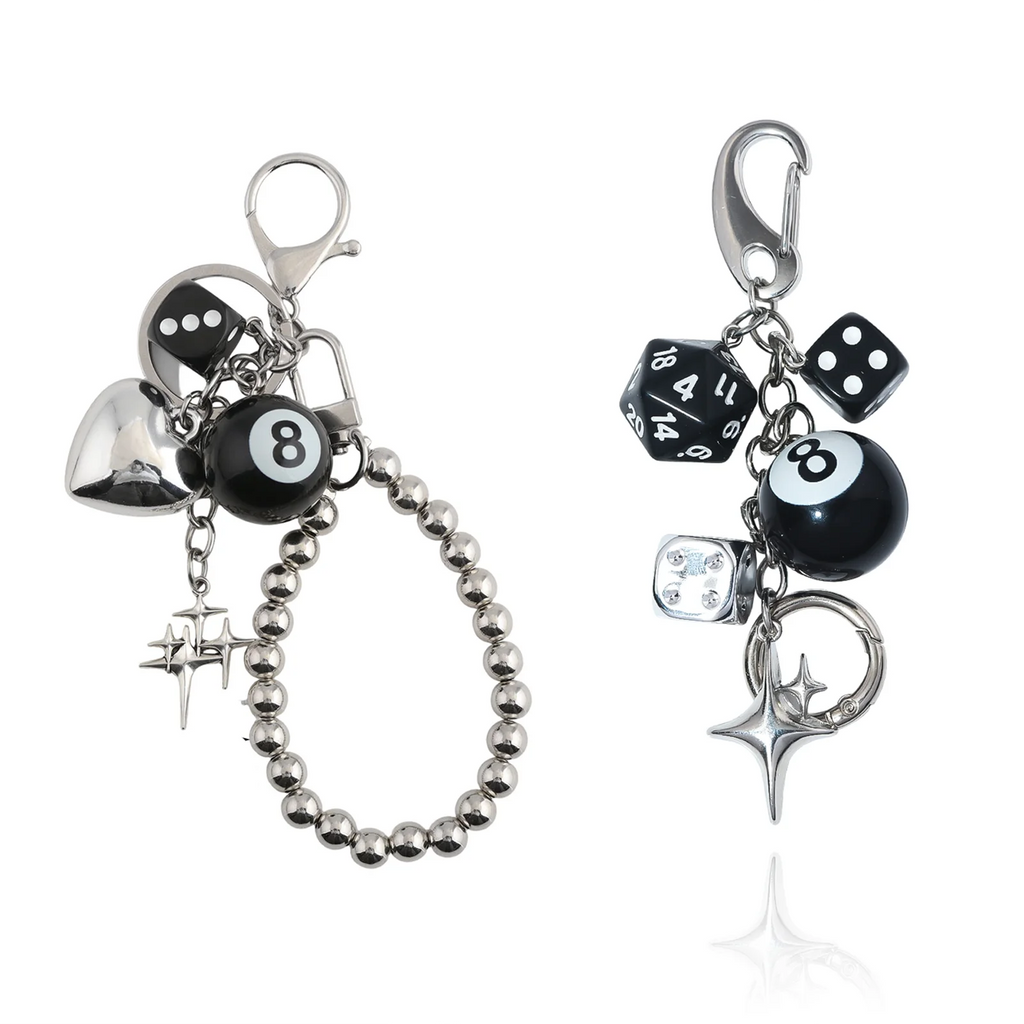 Y2K Detachable Pants Chain 8-Ball Dice Heart Waist Chain Adjustable Men's Streetwear Jeans Bag Charm Gift Jewelry