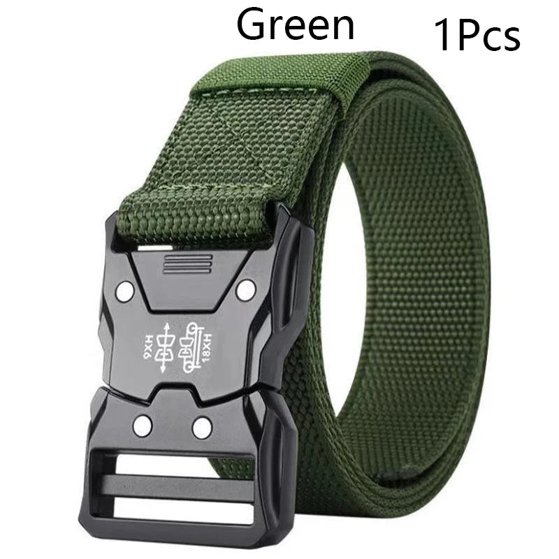 Men's Tactical Belt Versatile Durable Nylon Canvas Belt Outdoor Hunting Automatic Buckle Military Training Pants Belt for Men