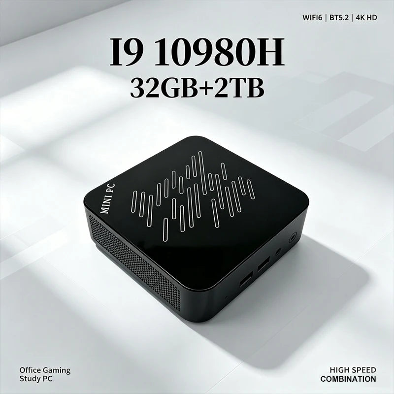 Mini PC Intel Core I9 10980H 32GB RAM 2TB SSD Mini Desktop Computer WIFI6 BT5.2 4K HD Office Gaming Study Small PC