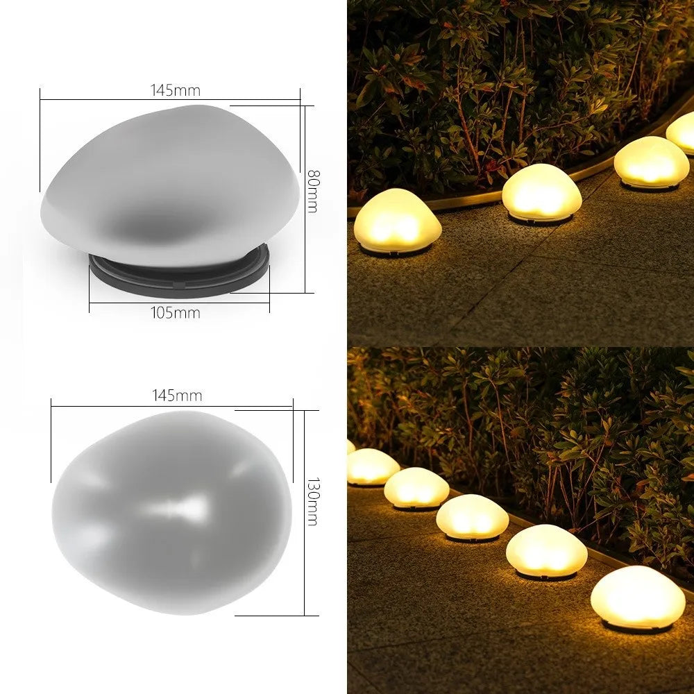 LED Solar Stone Light Solar Powered Decorative Frosted Glass Ground Lamp Waterproof Outdoor Waterproof Lantern Garden