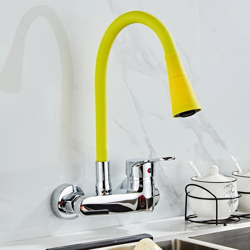 BAKALA Black Brass Chrome Taps For Kitchen Sink Kitchen Tap Chrome Dual Hole Wall Kitchen Mixer Kitchen Faucet Torneira Cozinha