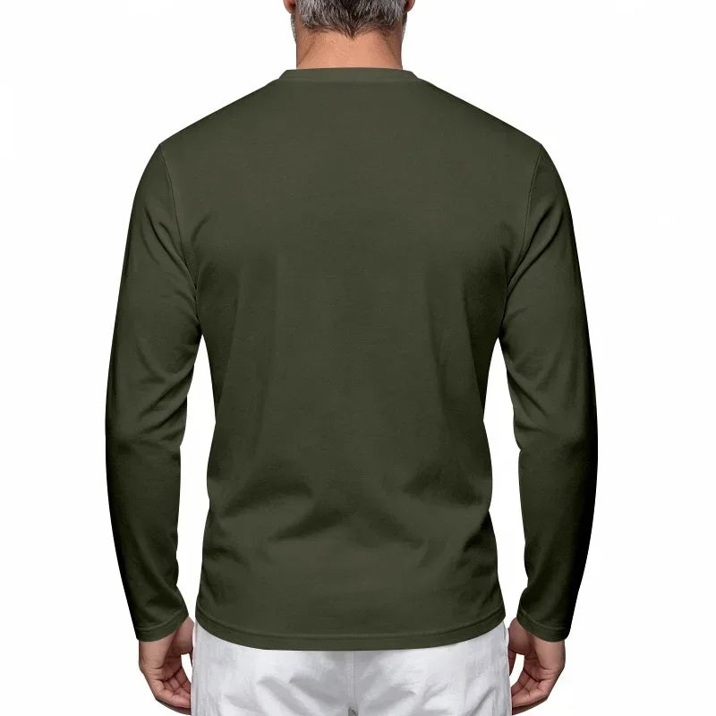 Autumn and Winter Men's Thin Casual Crew Neck Pullover Loose Versatile Breathable Commuter Long Sleeve Bottom T-Shirt