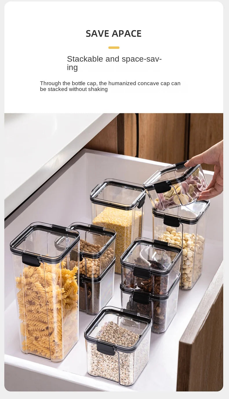 Sealed Jars Kitchen Grain Storage Organizer Large Tank Plastic Moisture-proof Storage Box Household Seasoning Jars Set 2030