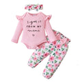 0-18M Baby Girl Pink Clothes Set Spring&Autumn Clothing Long Sleeve Bodysuit+Floral Pants+Headband 3PCS Toddler Fashion Outfits