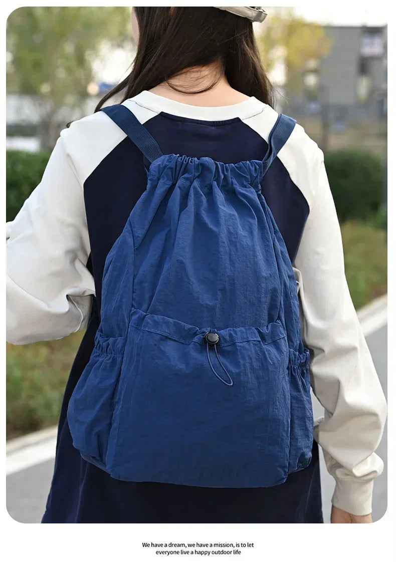 Fashionable Lightweight Drawstring Backpack: Large-Capacity Waterproof Sports Bag for School, Books, Outdoor Activities, Travel