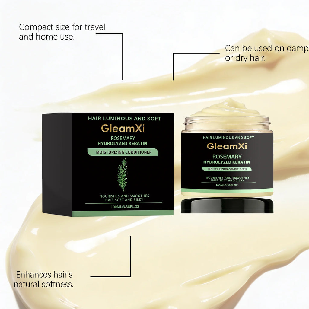 Rosemary Hair Mask Repair Damaged Breakage Frizzy Soft Smooth Shiny Straightening Hairs Nourishing Scalp Roots Hair Conditioner