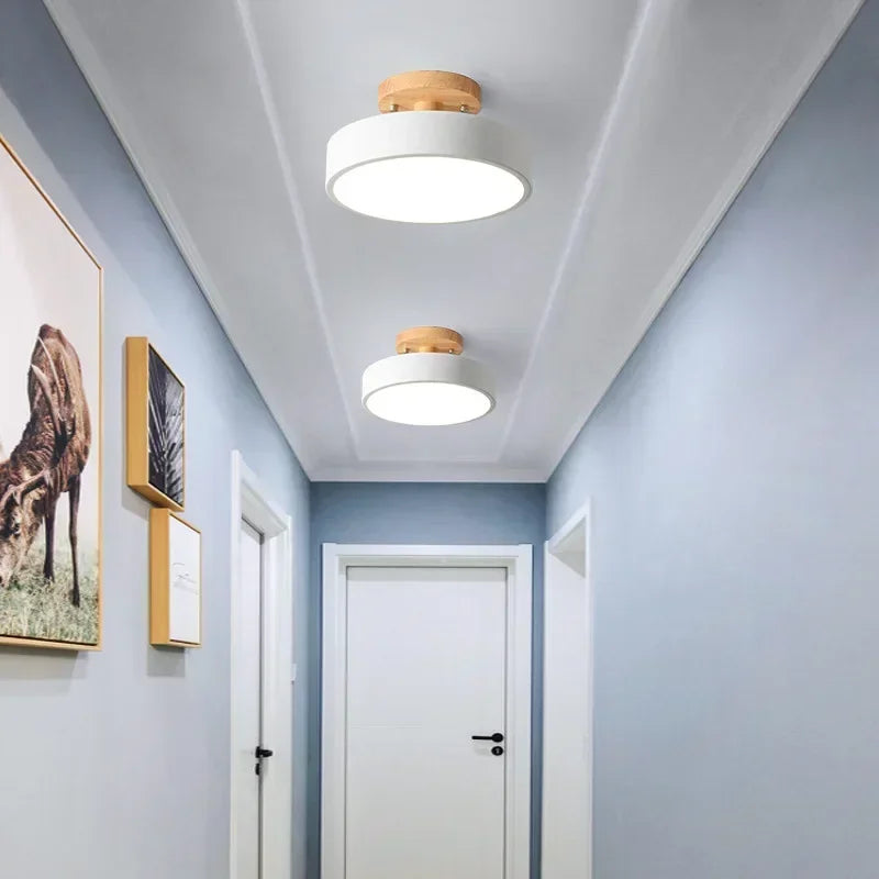 Nordic Entrance Hallway Ceiling Lamps Balcony Wood Round Cloakroom Dining Room Study Bedroom Light Bathroom Industrial Lighting