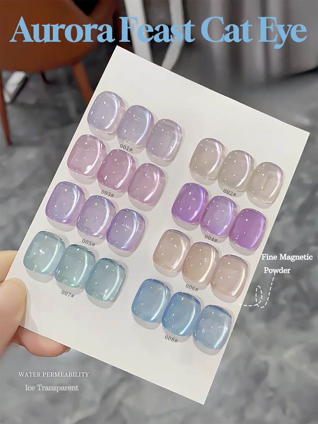 1-12pcs ZH Spring/Summer Ice Transparent Sweet Wine Glass Beads Cat Eye Nail Polish Gel New Flashy Popular Pink Nail Supplies