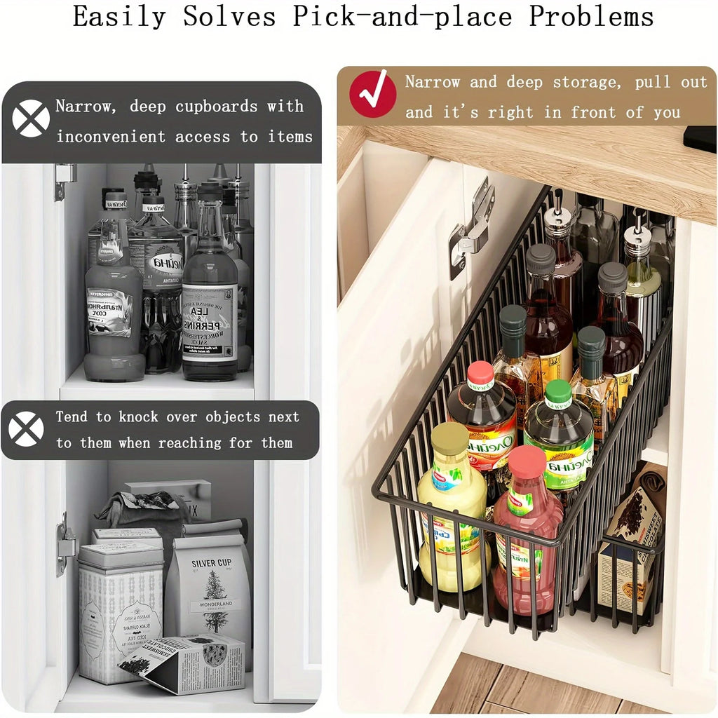 Pull Out Cabinet Organizer Basket Under The Sink Slide-Out Drawer Storage Box Kitchen Sideboard Sliding Drawer Rack Shelf