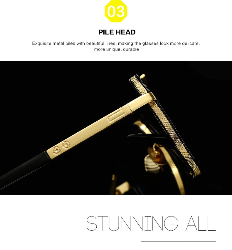 New Fashion Big Frame Sunglasses Men Square Metal Sun Glasses Women Retro Sun Glasses Vintage High Quality