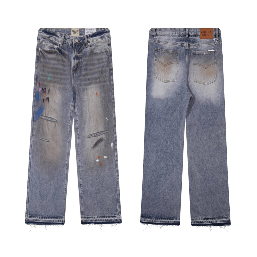 Denim Bell-bottoms Washed And Worn Patchwork Jeans