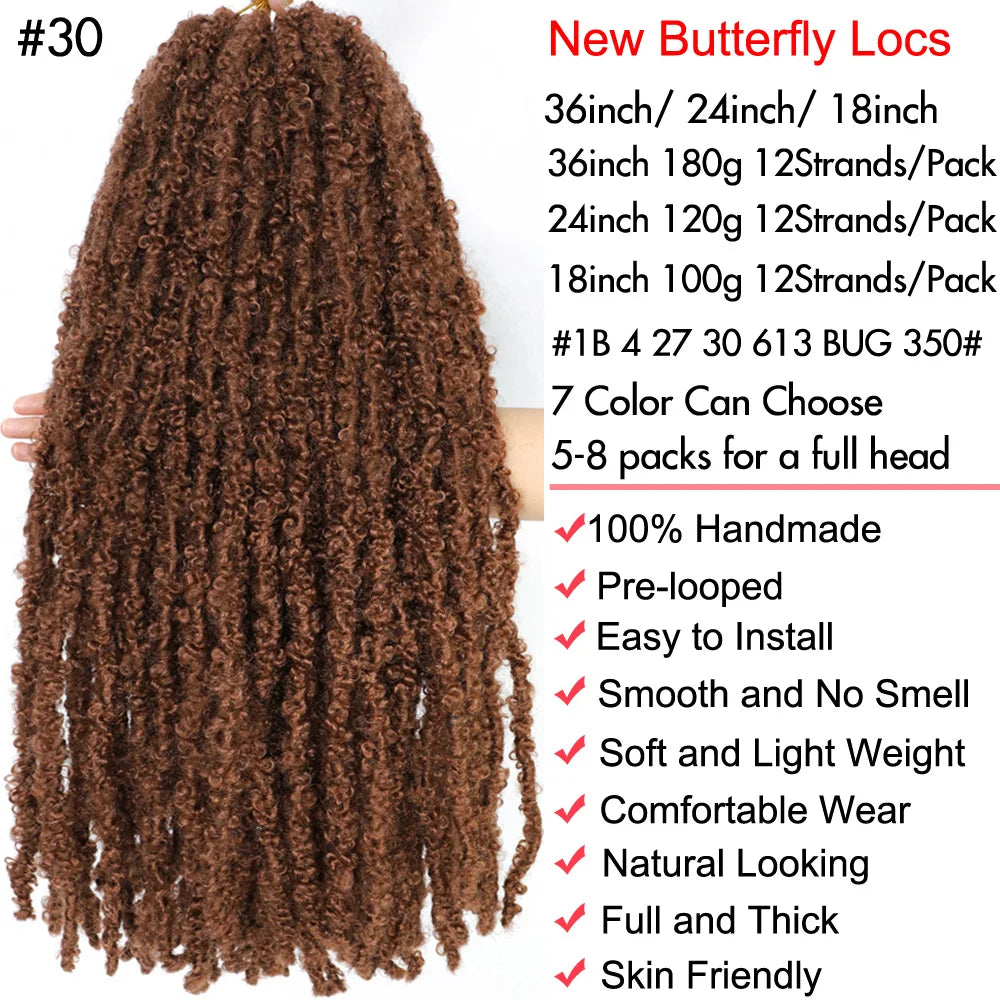 Butterfly Faux Locs Crochet Hair Super Long Prelooped Distressed Locs Soft Locs Crochet Hair For Black Women Crochet Braids Hair