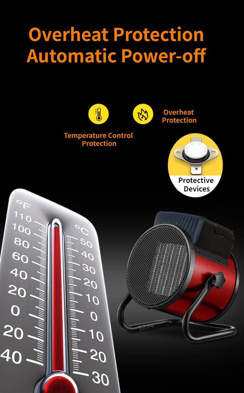 Industrial Portable Electric Heater Blower with Adjustable Ceramic Heating Stove Radiator Natural Hot Wind Thermal Air Warmer