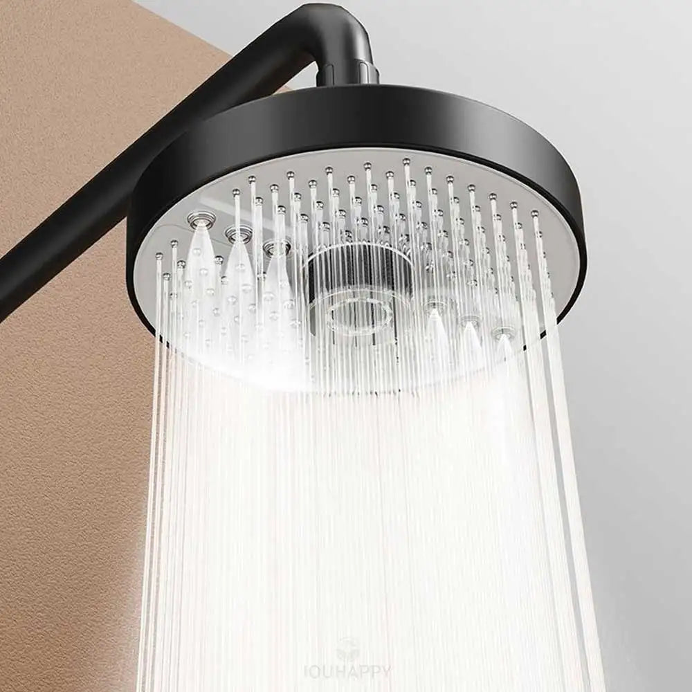 Knob Adjustable 5 Modes Rainfall Shower Head Overhead Shower Head with High Elastic Silicone Nozzle Home Bathroom Accessories
