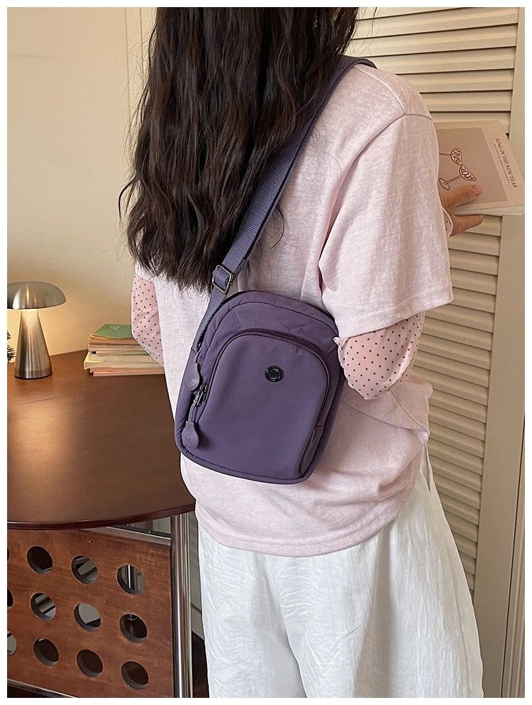 Waterproof Nylon Mobile Phone Bag Portable  Three-Layer Coin Purse Crossbody Bag for Youth Casual Simple Style Functional...