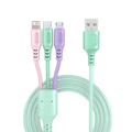 3 In 1 Green Super Fast Charging Cable For iPhone15 14 13 12 11 X Pro Max Micro USB Type-C Phone Charger USB-C Data Cable