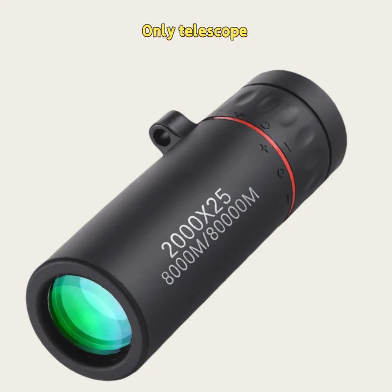 2000x25 HD Monocular Telescope Mini Portable Mobile Phone Telescope with Holder Outdoor Camping Hunting Birdwatching Telescopes