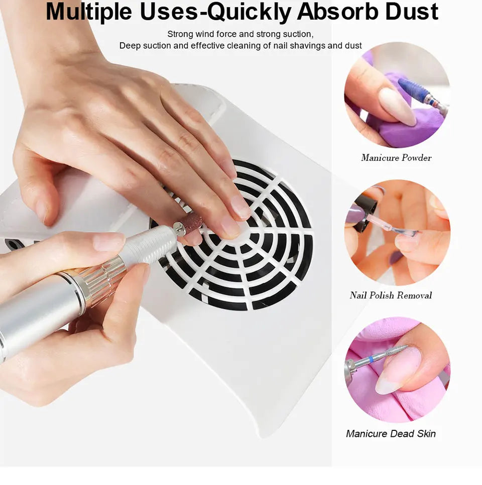 Nail Vacuum Cleaner Manicure Machine Tools Strong Power Nail Dust Collector With Remove Filter Nails Extractor Fan Nail Art Tool