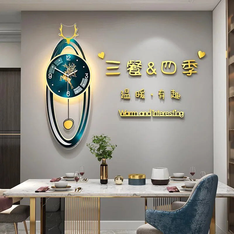 &Night Light Premium Wall Clock Fashion Upgrade Nordic Aesthetic Digital Wall Clock Living Room Horloge Murale Home Decor Items