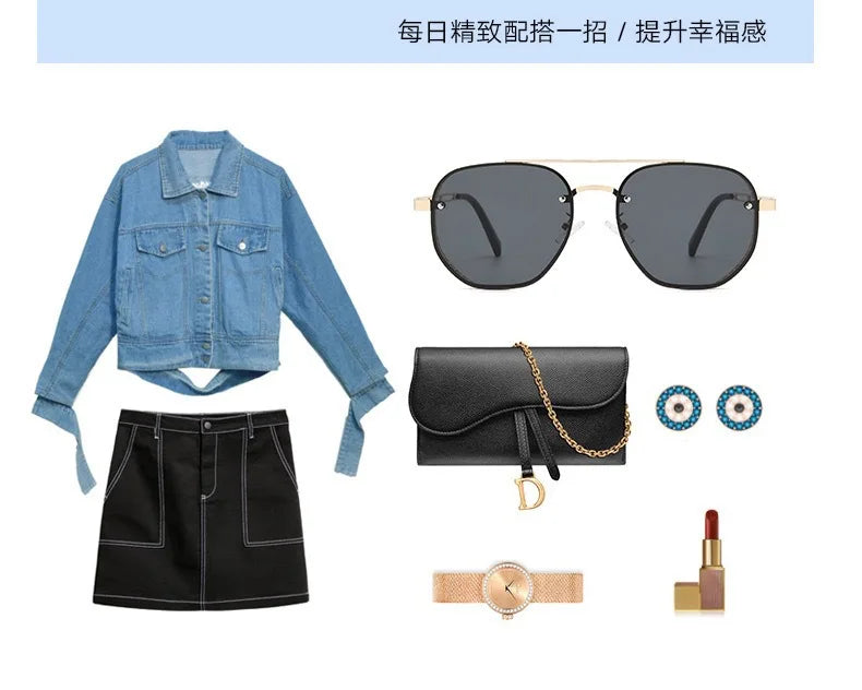 Fashion Large Frame Side Hollowed-out Polarized UV400 Sunglasses Advanced UV Protective Street Photography Shades Glasses