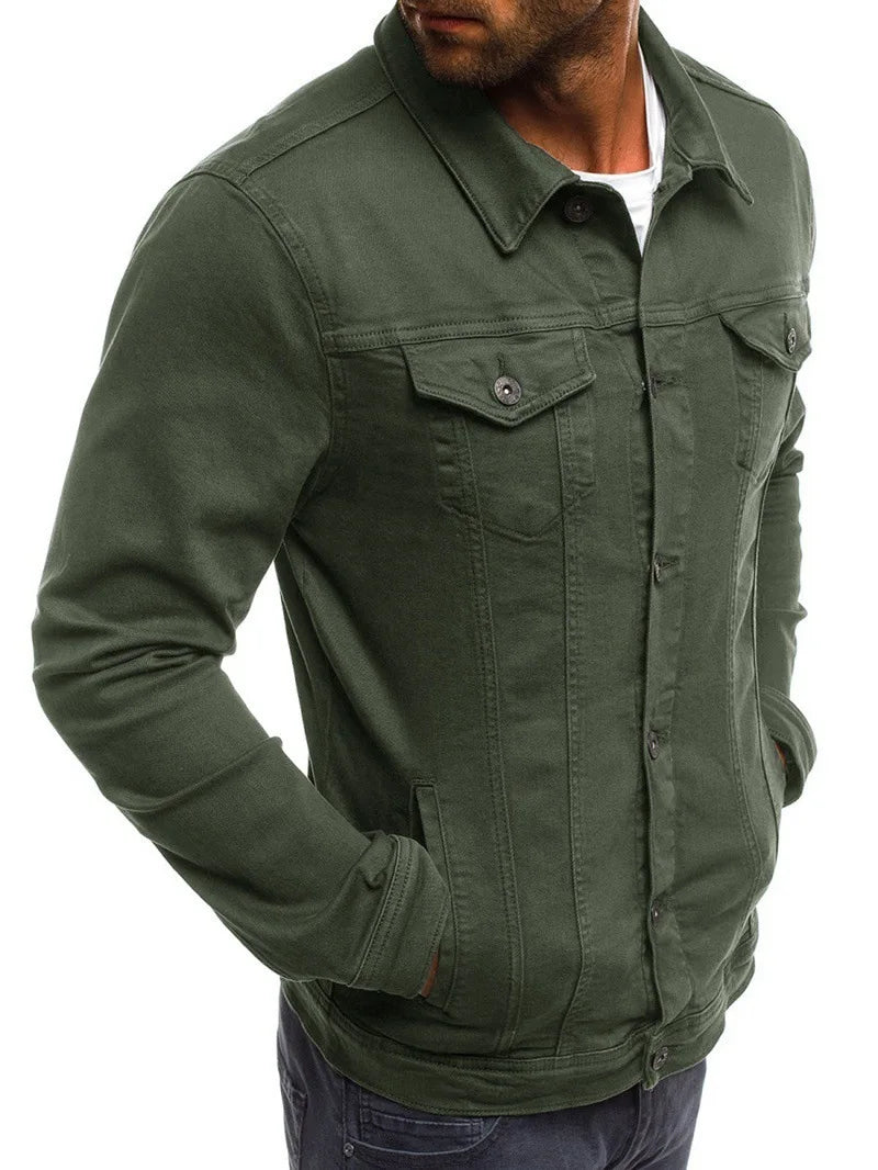 Retro Multiple pockets Men's denim Jacket 2025 Spring and Autumn Men's fashionable versatile slim fit Jacket coat