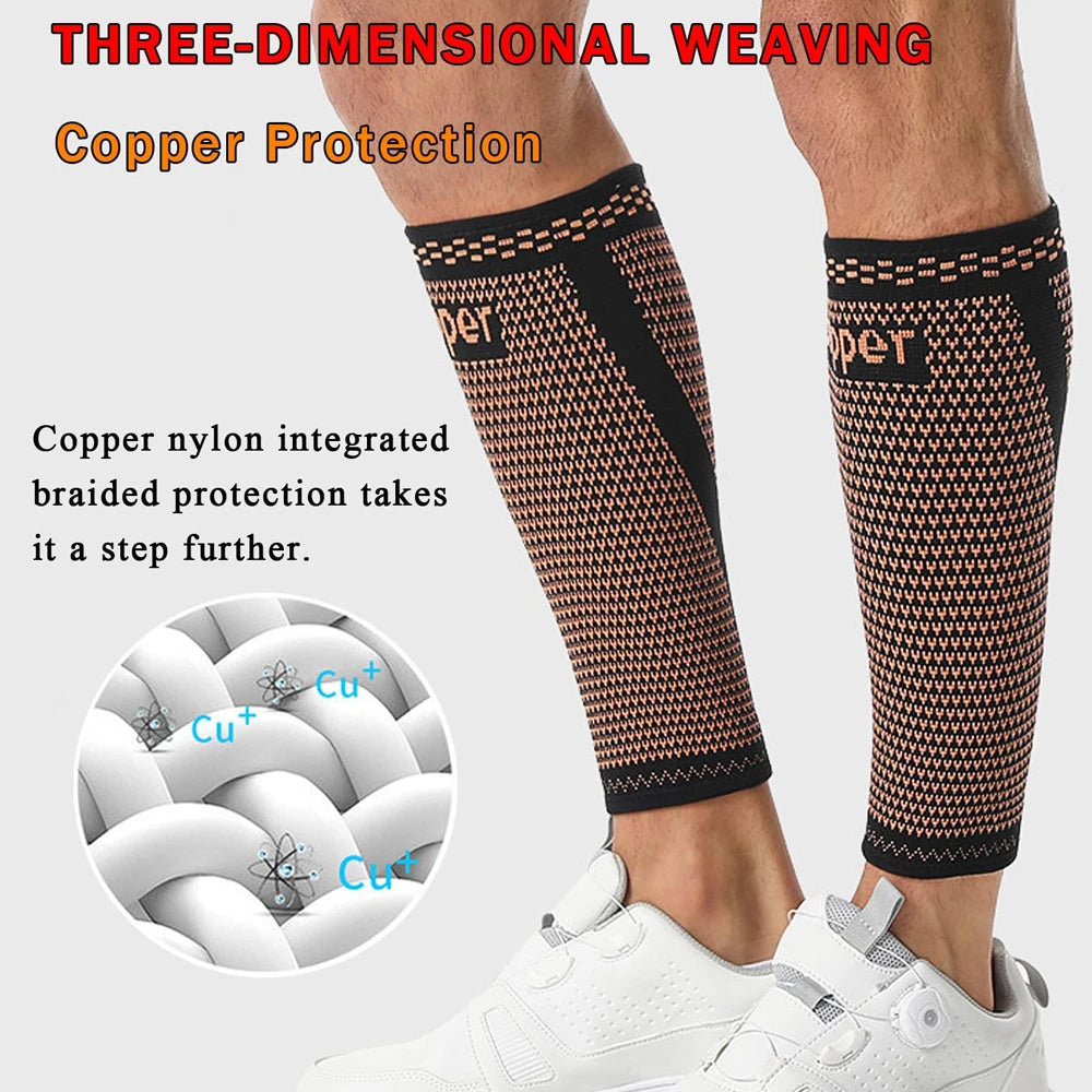 1PCS Copper Calf Compression Sleeves for Men & Women, Sports Compression Leg Sleeves for Shin Splints & Running Recovery