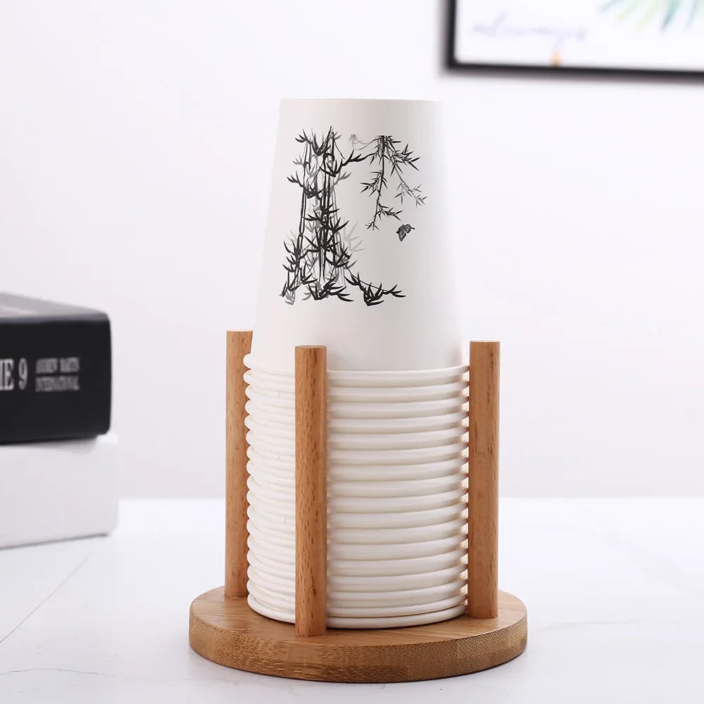 Disposable Paper Cup Storage Rack Wooden Guest Paper Cup Sorting Rack Embedded Cup Holder Household Cup Picker