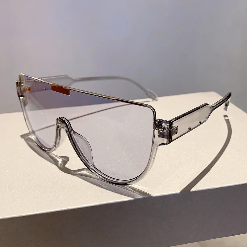 KAMMPT Vintage Semi-round Sun Glasses Women Fashion Monoblock Outdoor Goggle Shades Ins Trending 2024 New Design Sunglasses