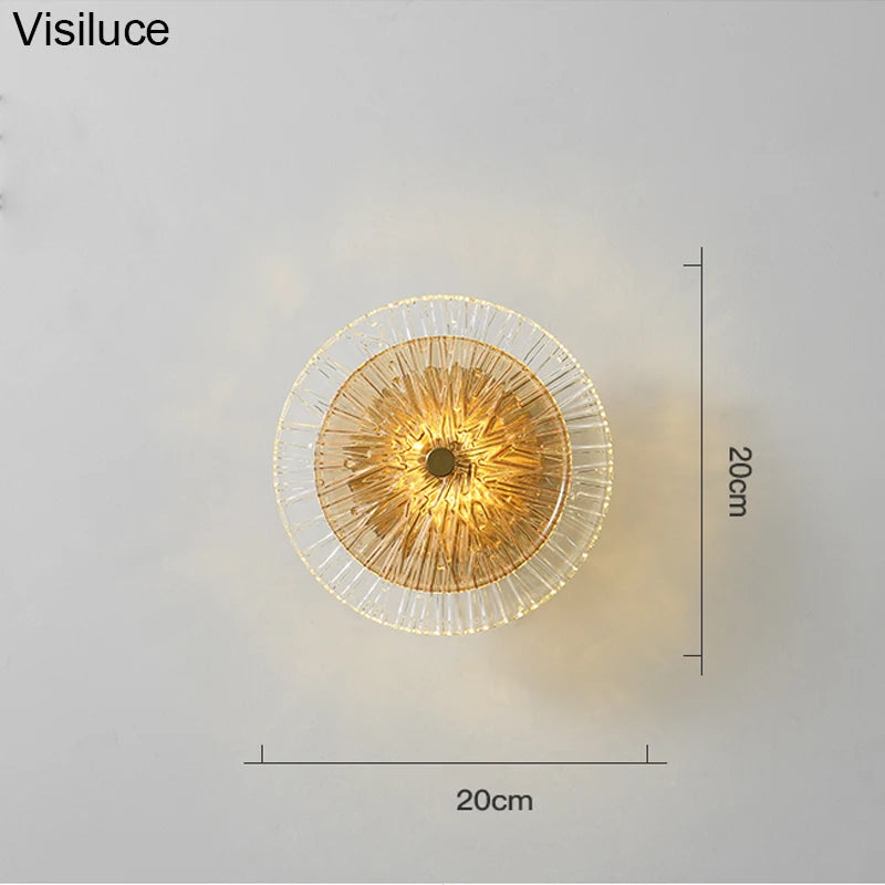 Modern Light Luxury Circular Art Glass Wall Lamp Minimalist Designer Creative Lighting for Bedroom Hallway Living Room Decor