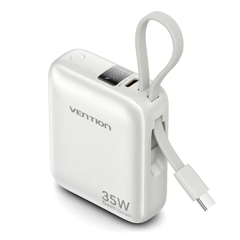 10,000mAh 35W Portable Power Bank – Built-In Cable