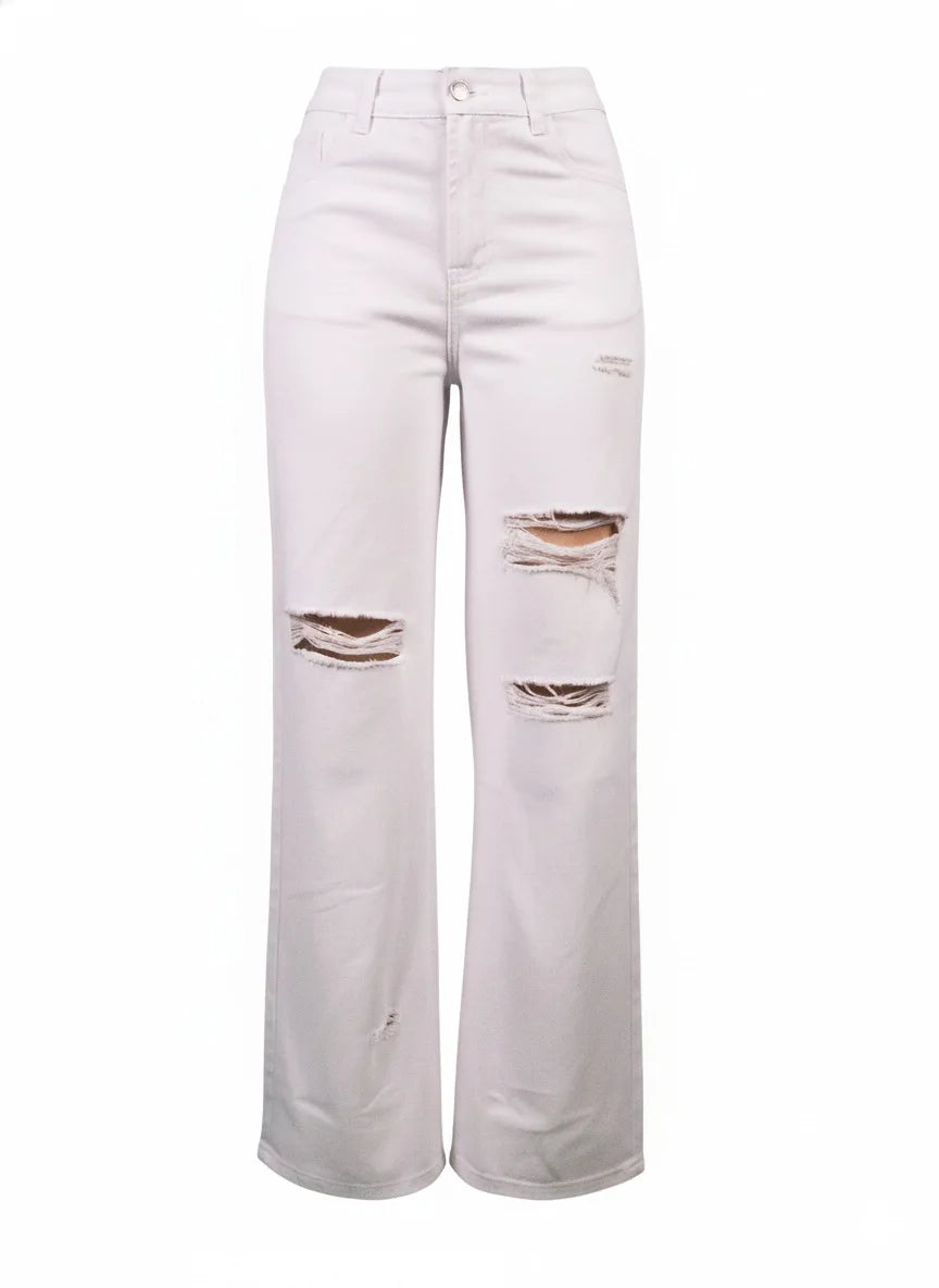 2026 New Style Denim Trousers for Women Washed Straight Trendy Long Ripped Jeans Xintang