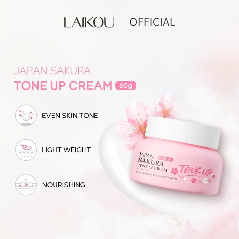 LAIKOU Japan Sakura Original Tone up Cream Moisturizing Nourishing Skin Face Cream Brightening Cream Face Skin Care 60g