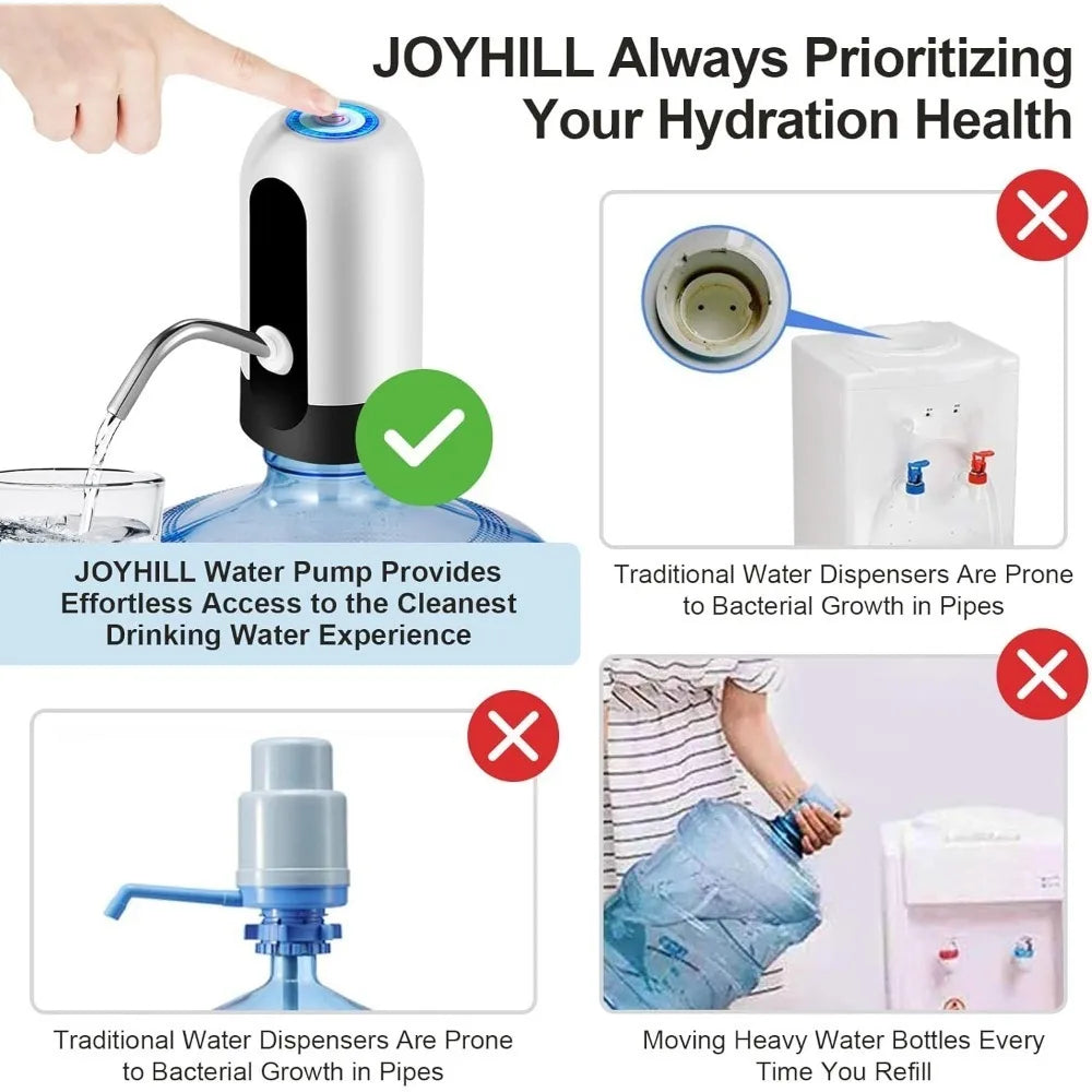 USB Rechargeable Water Bottle Pump 5 Gallon Water Bottle Dispenser Camping Portable Electric Water Dispenser Reusable
