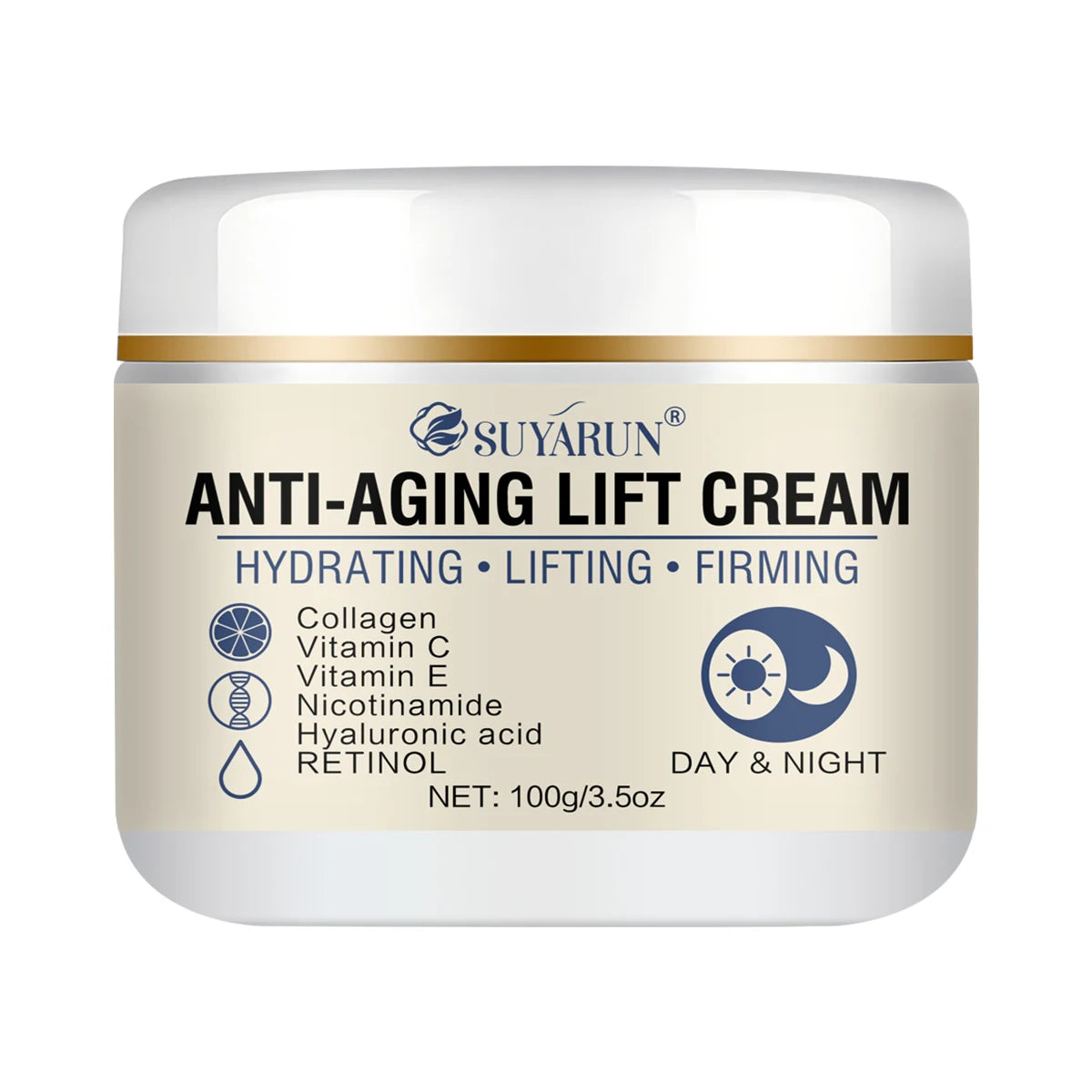 SUYARUN Retinol Collagen Anti-Aging Face Cream Natural Formula for Firming Wrinkles Lifting And Hydrating Skin.