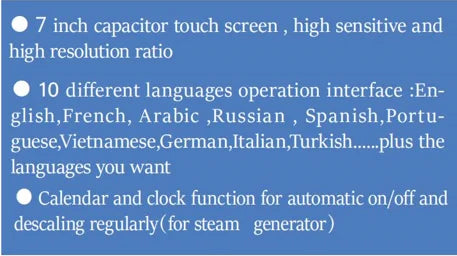 Oceanic  real Touch screen controller high performance  for  steam generator and sauna heater