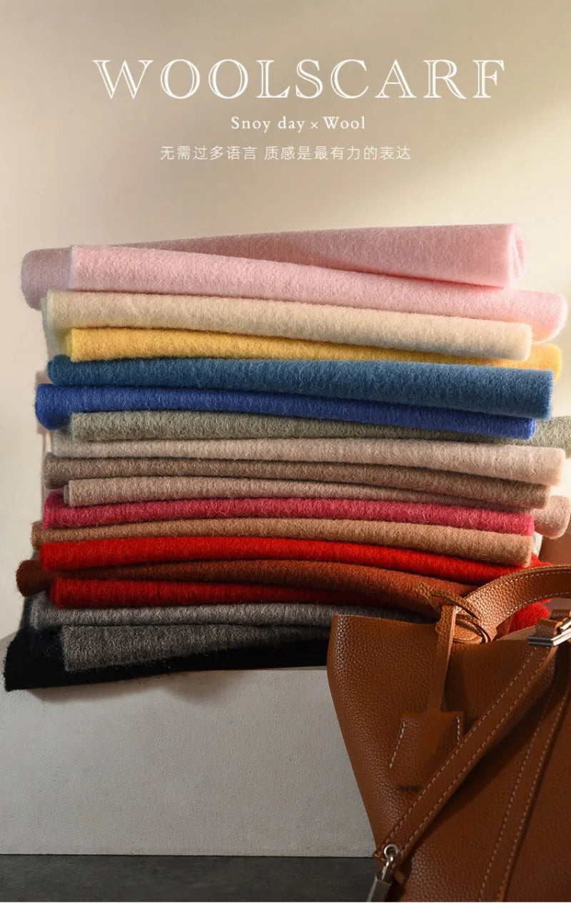 High Quality 100% Wool Muffler Classic Simple Solid Men Women Scarf Fall Winter Thick Casual Shawl Male Female Tassel Scarves