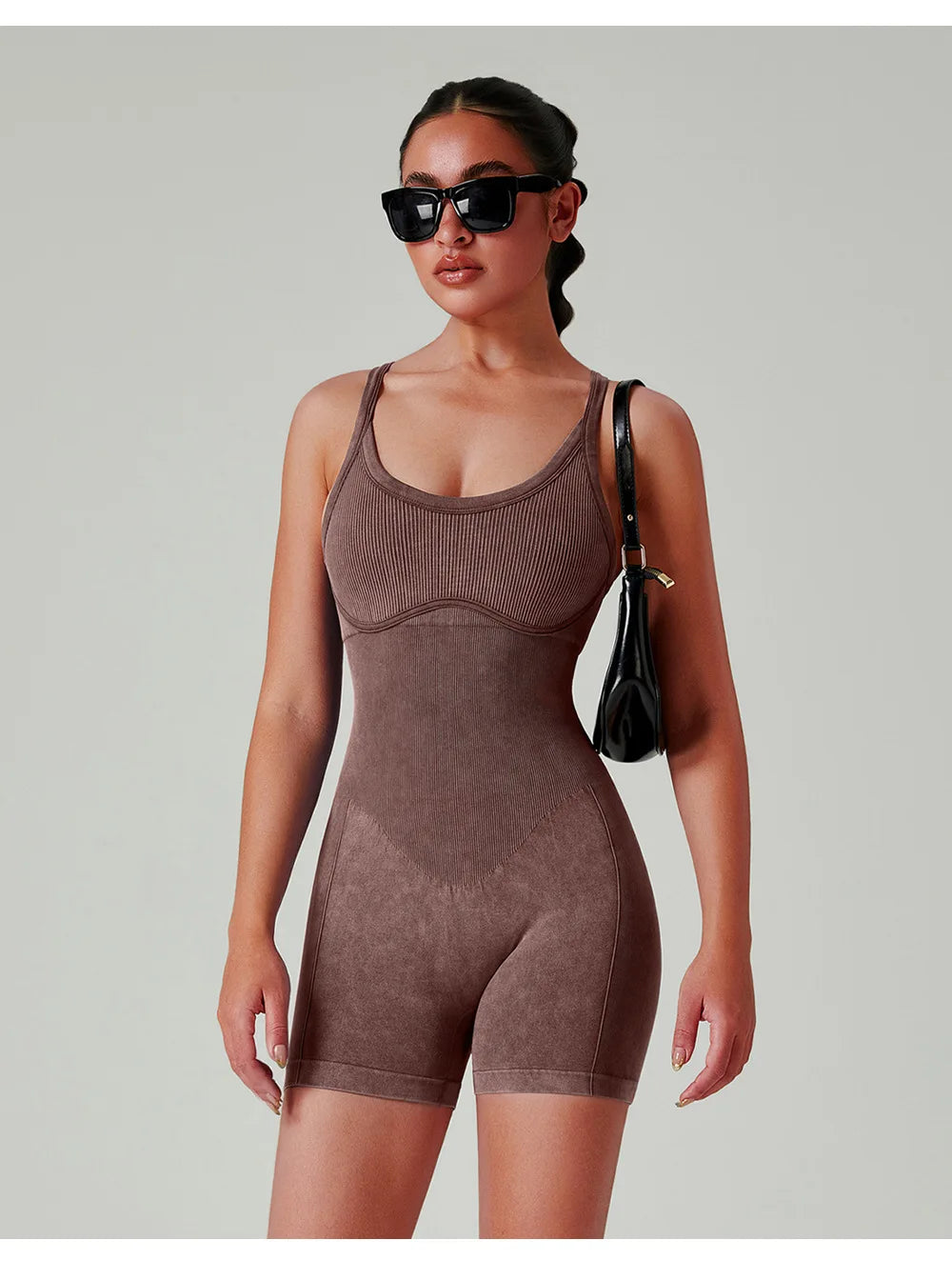 Seamless Shorts Gym Set Women Jumpsuit Yoga Set Water-washed 1pc Summer Workout Suit Bodysuit Fitness Push Up Short Sport Set