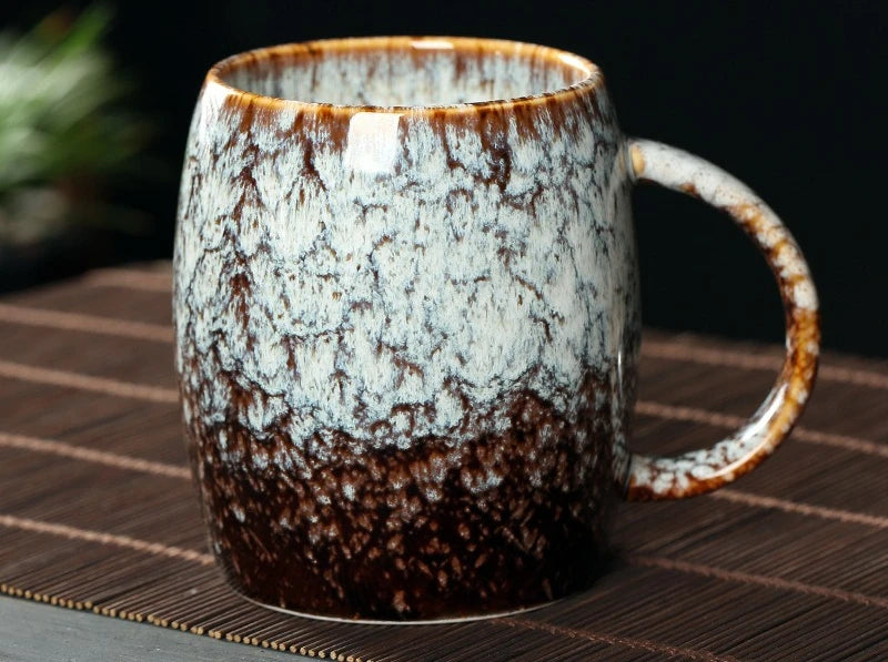 Japanese Style Coffee Cup Creative High-Capacity Kiln Change Ceramic Cup Vintage Household Office Drinkware Milk Mug Water Cup
