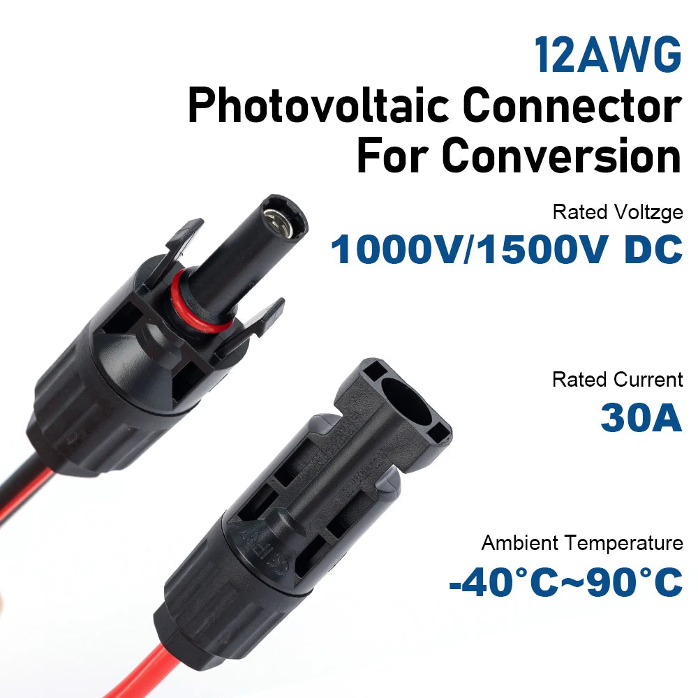 10AWG 12AWG XT60 Anti Spark Solar Cable PV Connector Wire for LiPo Battery Solar Power System - Durable PV Connector