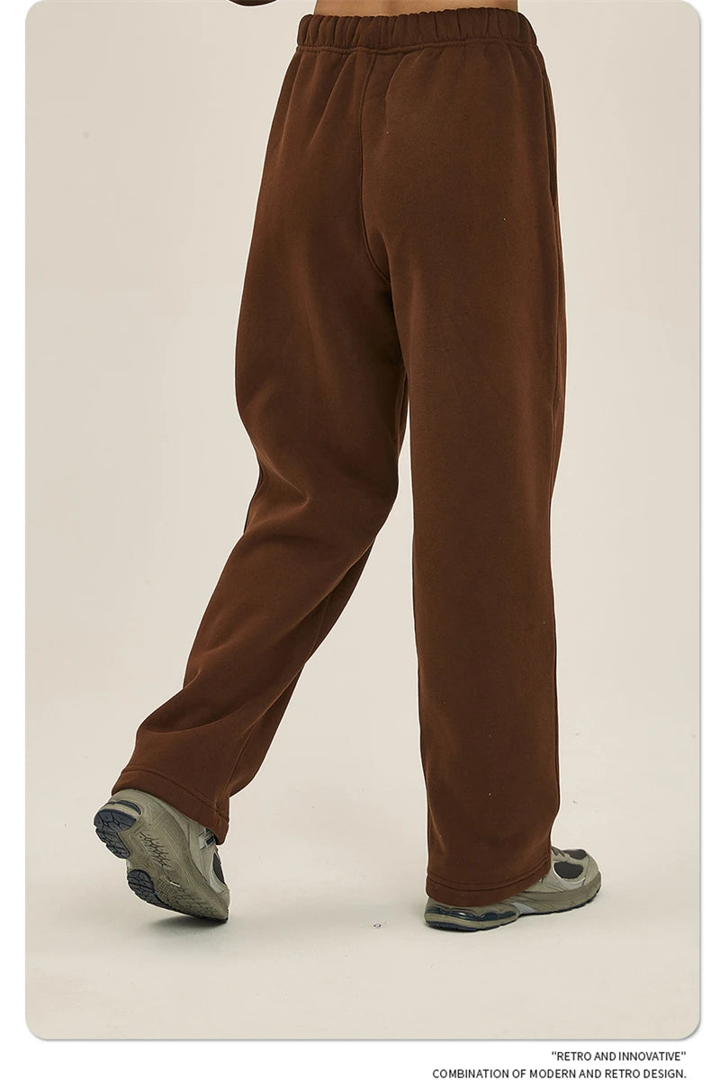 ZODF 2025 Men Casual Winter 350sm Fleece Pants Unisex Loose Soft Comfortable Sport Solid Straight Trousers HY0643