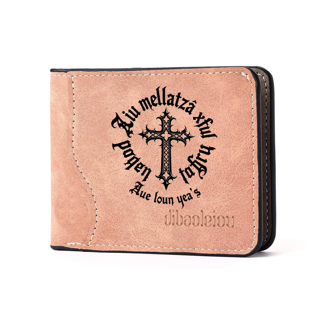 Men's Fashionable Minimalist Short Wallet Personalized PU Leather Design Compact Card Holder for Men
