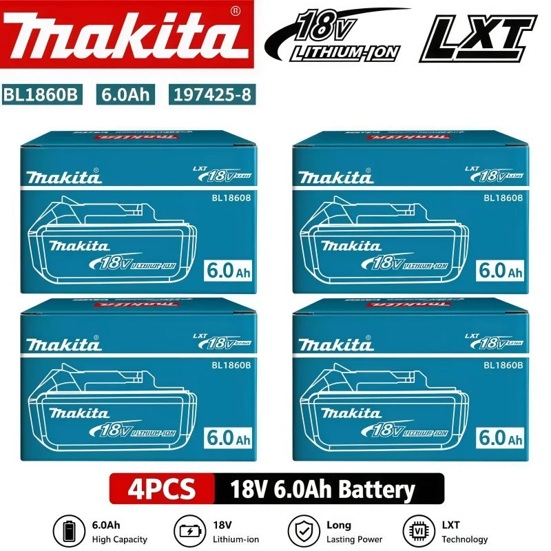 100% Original Makita Battery, 18V 6.0Ah Rechargeable Battery, Replacing Makita BL1830B L1840B L1850B L1860B, Power Tool Battery