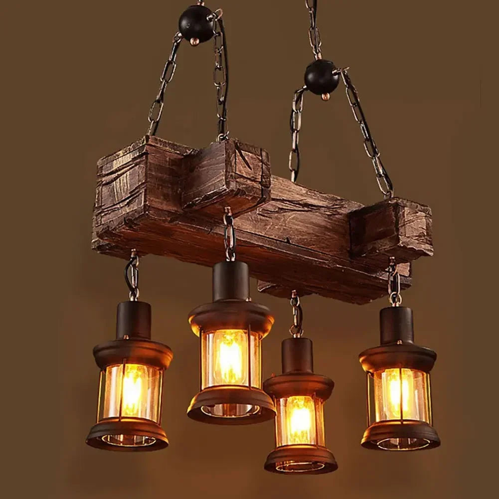 American retro industrial style Ceiling Lamp Wooden Chandelier Industrial Hanging Pendant Restaurant Bar and Home Application